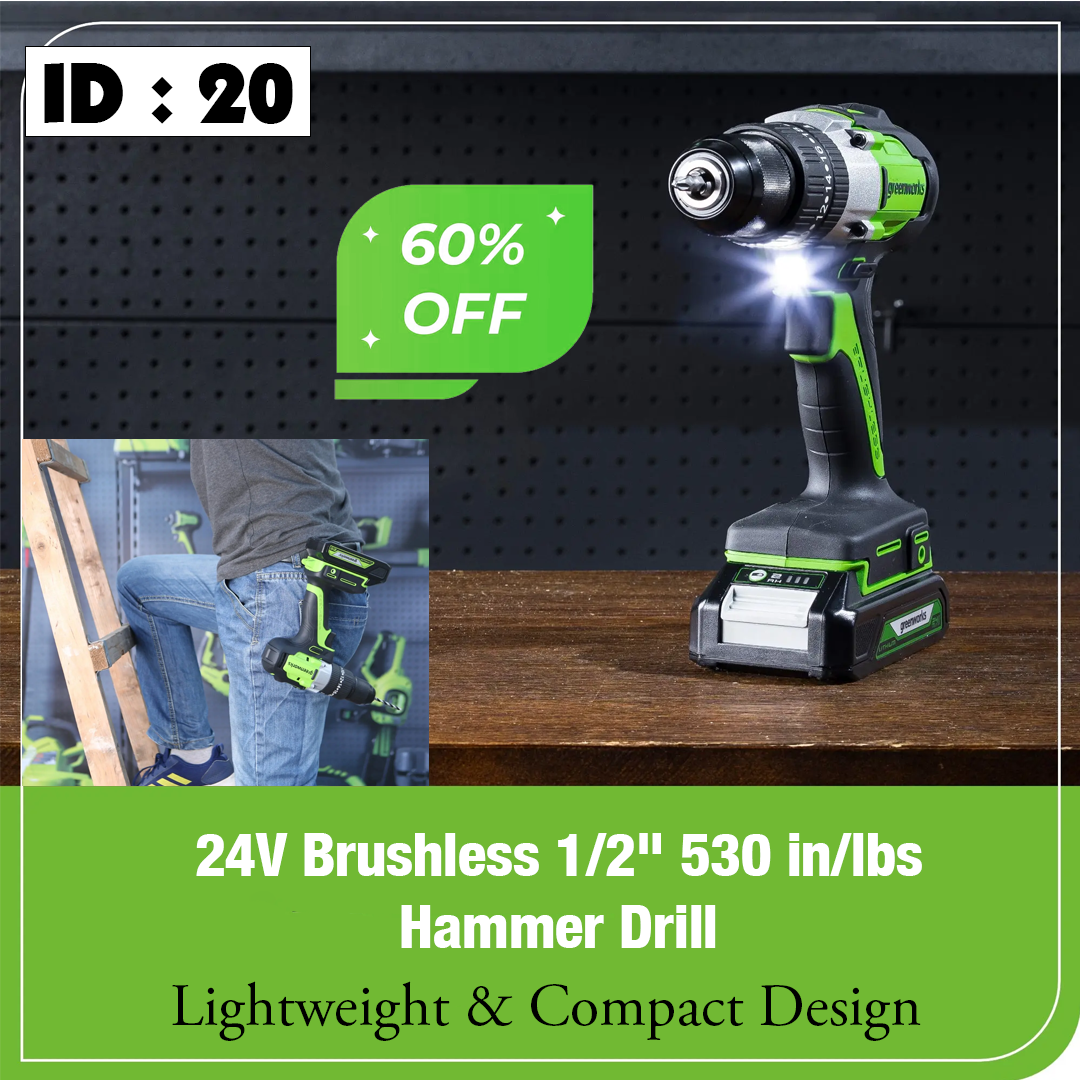 24V Brushless 1/2" 530 in/lbs Hammer Drill
